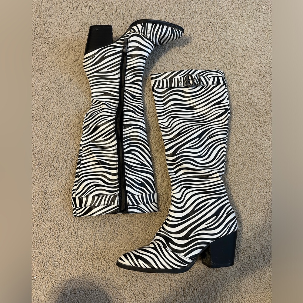 Zebra Print Women's Knee-High Boots